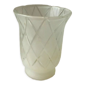 Frosted glass vase with diamond pattern Art Deco