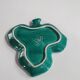 empty pocket cup leaf shape green ceramic slip, some chips on one edge