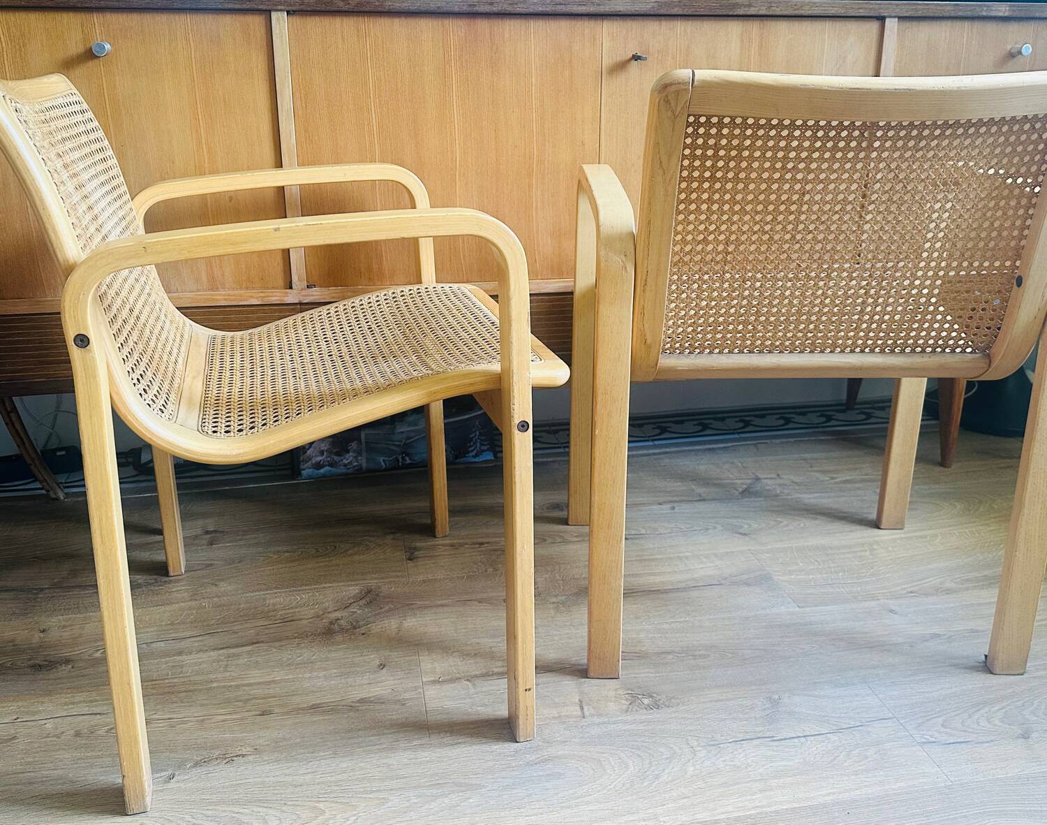 Chaises Olivo Pietro 70' cannage et bois