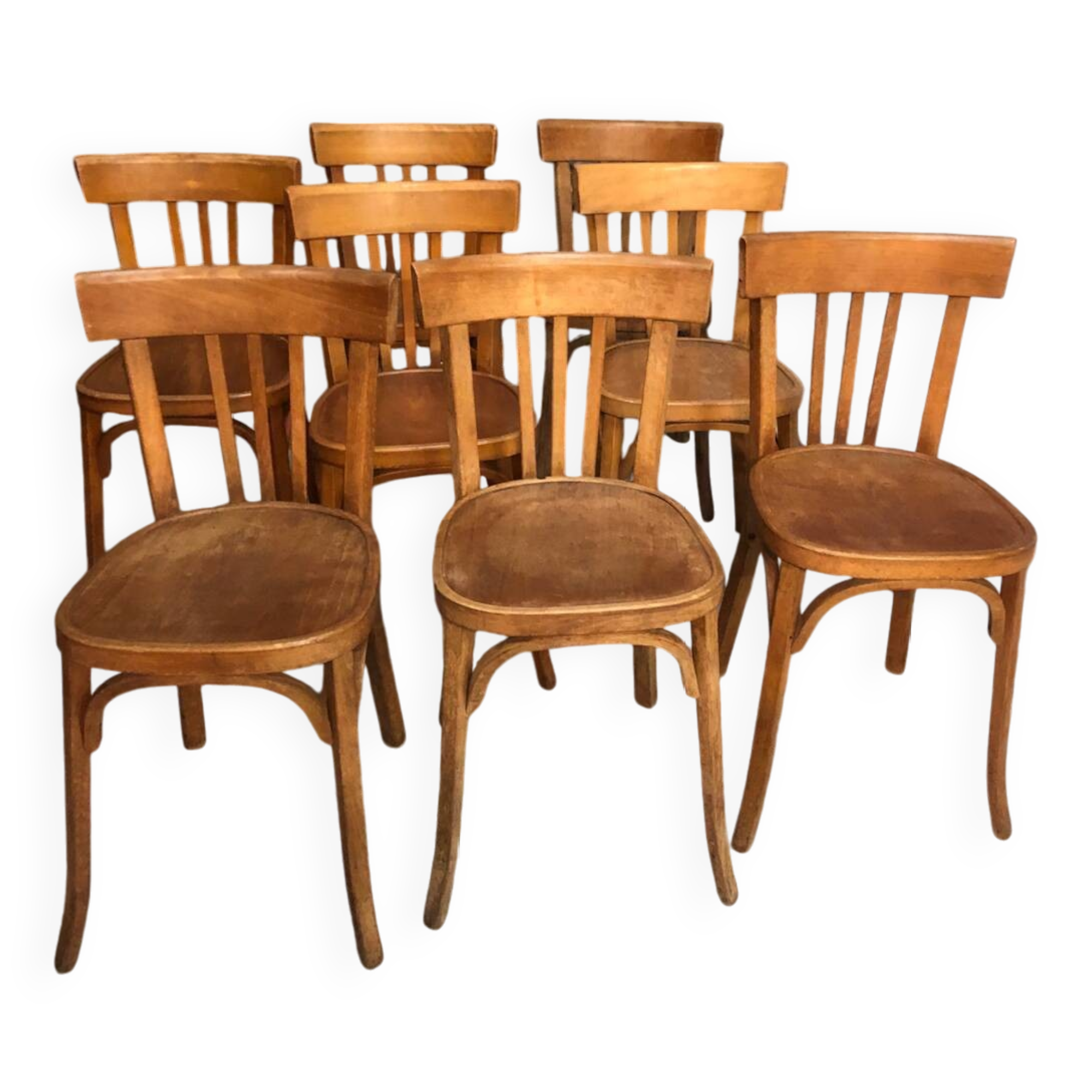8 antique Baumann bistro chairs