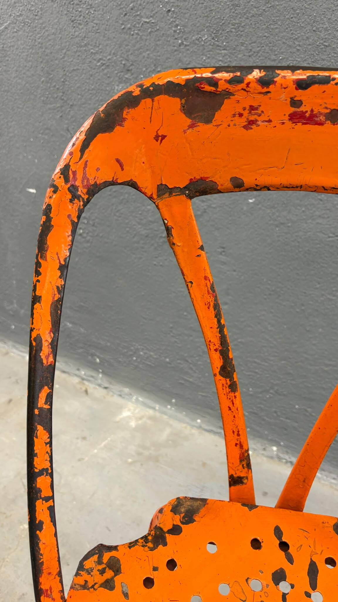 Set of 6 industrial metal dining chairs by Joseph Mathieu, painted steel, 1920s, France