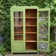 Armoire parisienne vitrée art déco 1930 kaki
