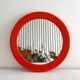 Miroir rond orange vintage Syla années 70