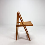 Set of 4 Italian Birchwood Folding Chairs, 1970s
