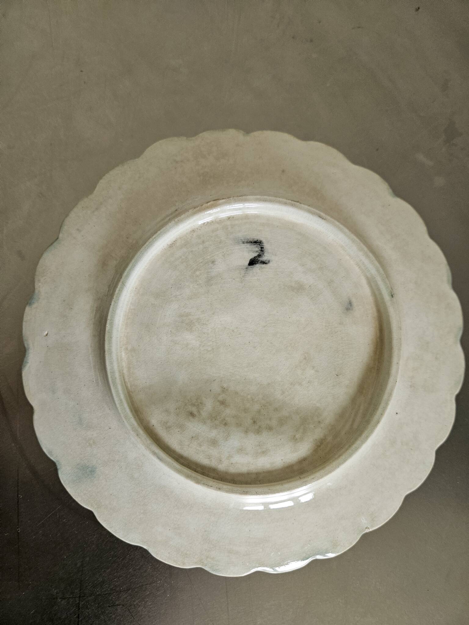 Rare antique earthenware asparagus plate. Salins-les-Bains