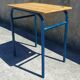 School table, wooden desk, metal, vintage, industrial style, 50s