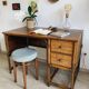 Vintage bamboo and wood rattan desk