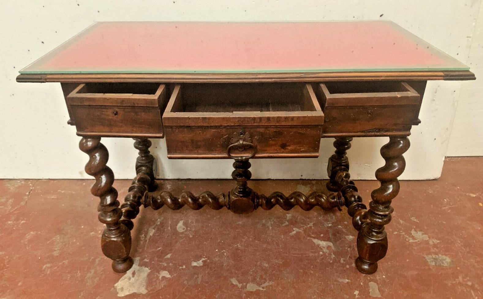 Louis XIII desk table in carved walnut 19th century