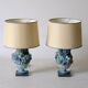 Italian carved wood & stucco table lamps, 1960s, set of 2