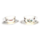 Sarreguemines lot 2 tasses déjeuner faïence obernai ganzeliese et noeud