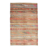 Tapis kilim turc à rayures rouges et vertes, 155 x 250 cm