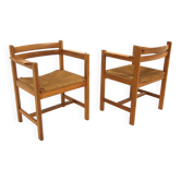 Set of 2 Scandinavian "Asserbro" armchairs, Børge Mogensen, Sweden, 1960