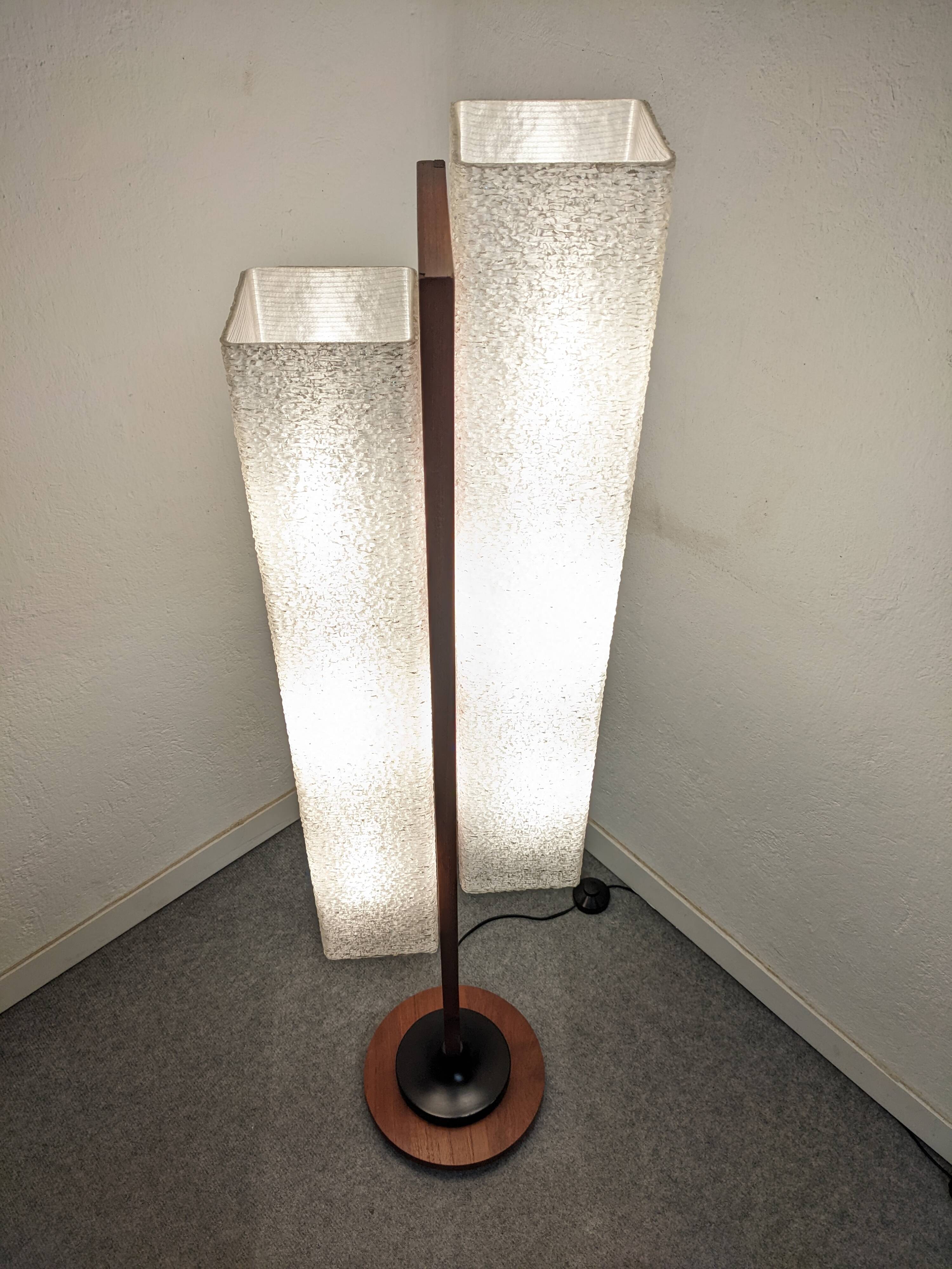 Danish floor lamp in teak and pearly resin from the 50s/60s