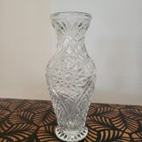 Vintage chiseled transparent glass vase