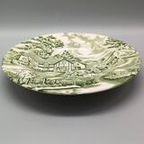 6 french ceramic luneville soup plates, green and ivory