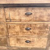 Solid oak trade counter, six drawers, France, circa 1920.