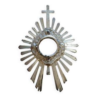 Radiant sun monstrance (reliquary) in silvered bronze xix centuries 1800/1900