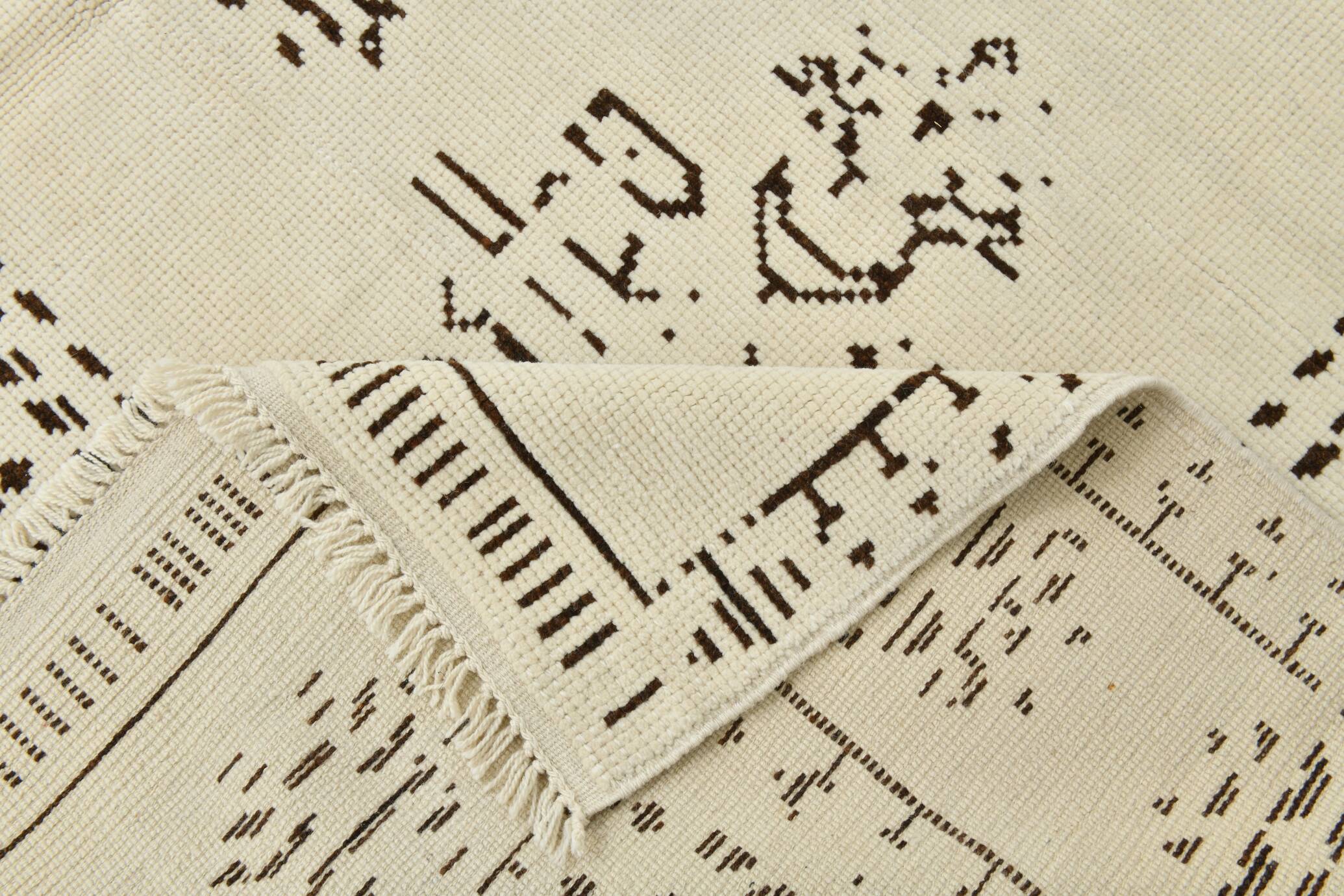 8x10 Beige & Dark Brown Modern Oushak Rug, 232x303Cm