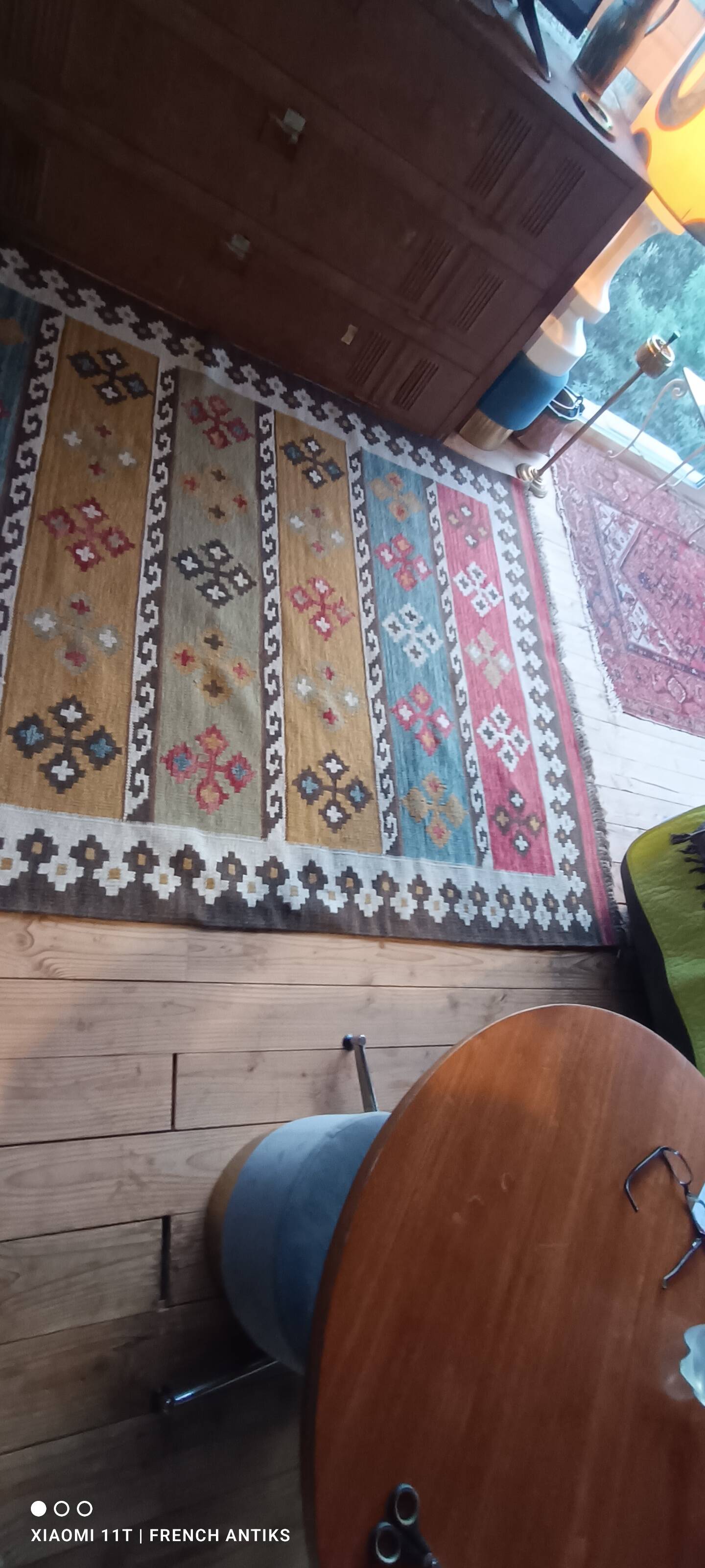 Vintage Kazakh oriental rug from the 1930s. Handcrafted, handmade.
