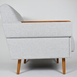 Mid-century modern armchair, restored, 1960, light grey