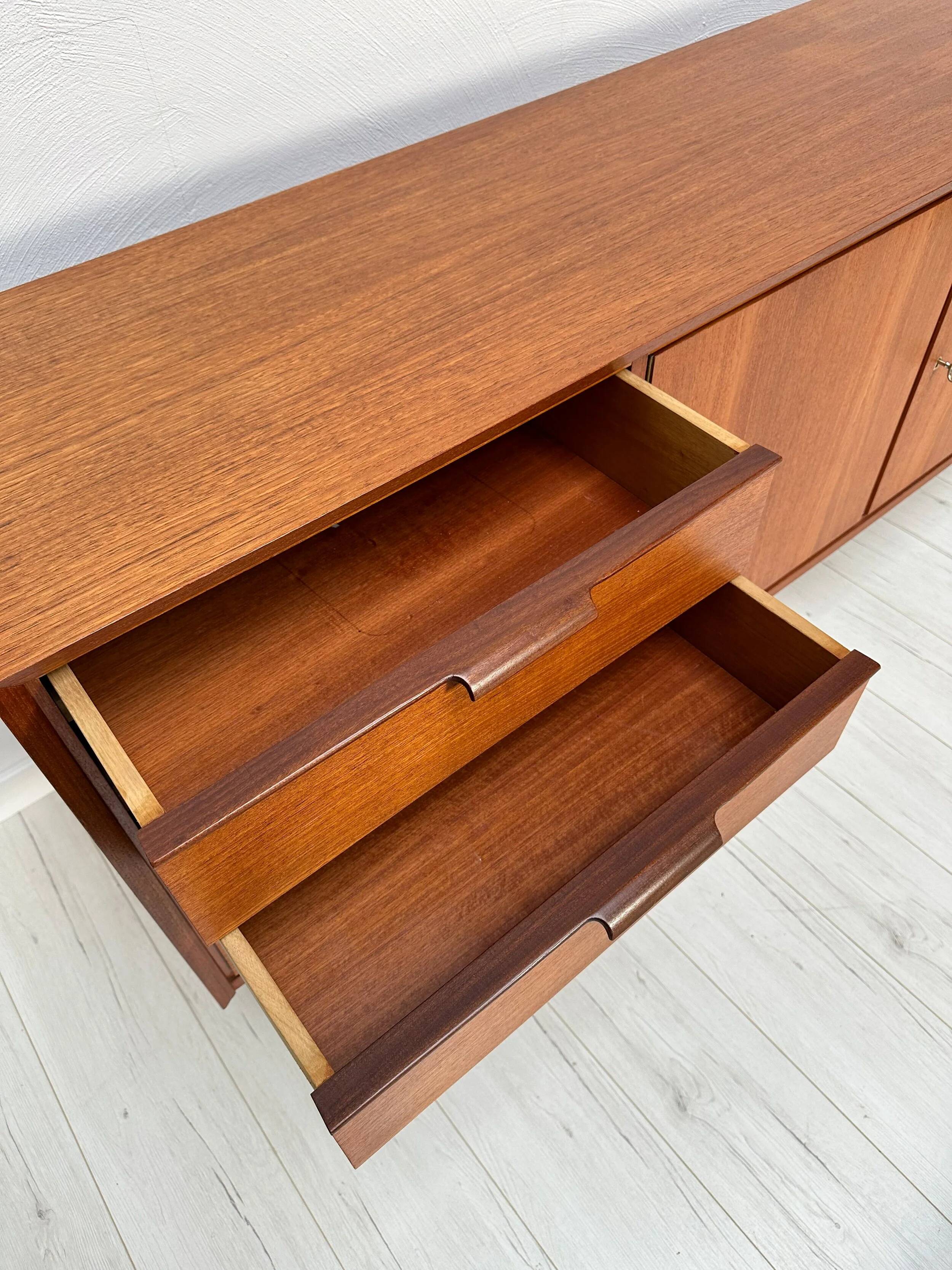 1960s Vintage Large Minimalistic Mid-Century Teak Sideboard