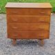 Vintage chest of drawers from the 50s in blond oak 4 drawers feet bobbin