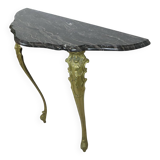 French Marble Console Ornate Brass Legs Baroque Style