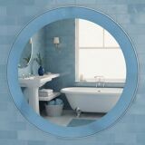 Blue glass wall mirror, Italian, circa 1960s-1970s.