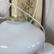 Paire de suspensions lustre abat jour en verre blanc 1950