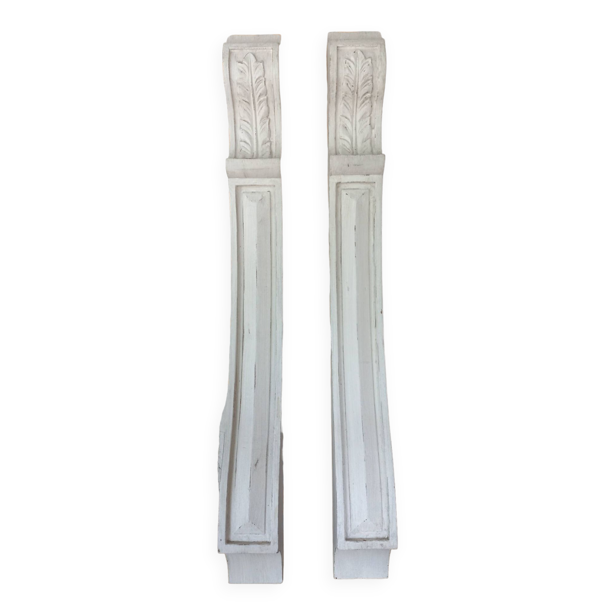 Paire de boiseries patinées blanc