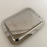 Vintage Stainless Steel Serving Tray With Gold Colored Handles
