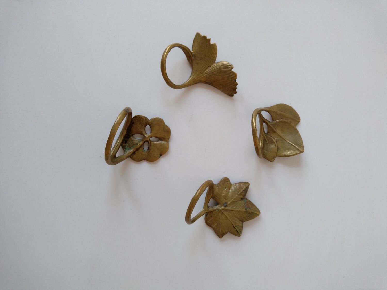 Vintage vegetable brass napkin rings