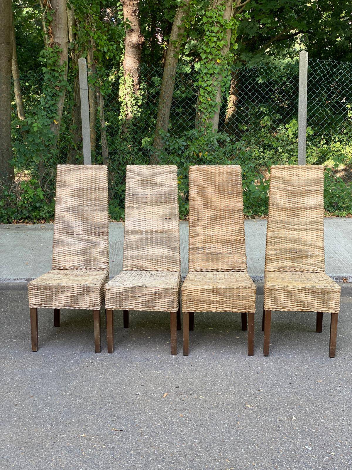 4 dining chairs in natural woven rattan Rotin-Design France