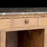 Exceptional pharmacy counter in solid pine and marble (19th century).