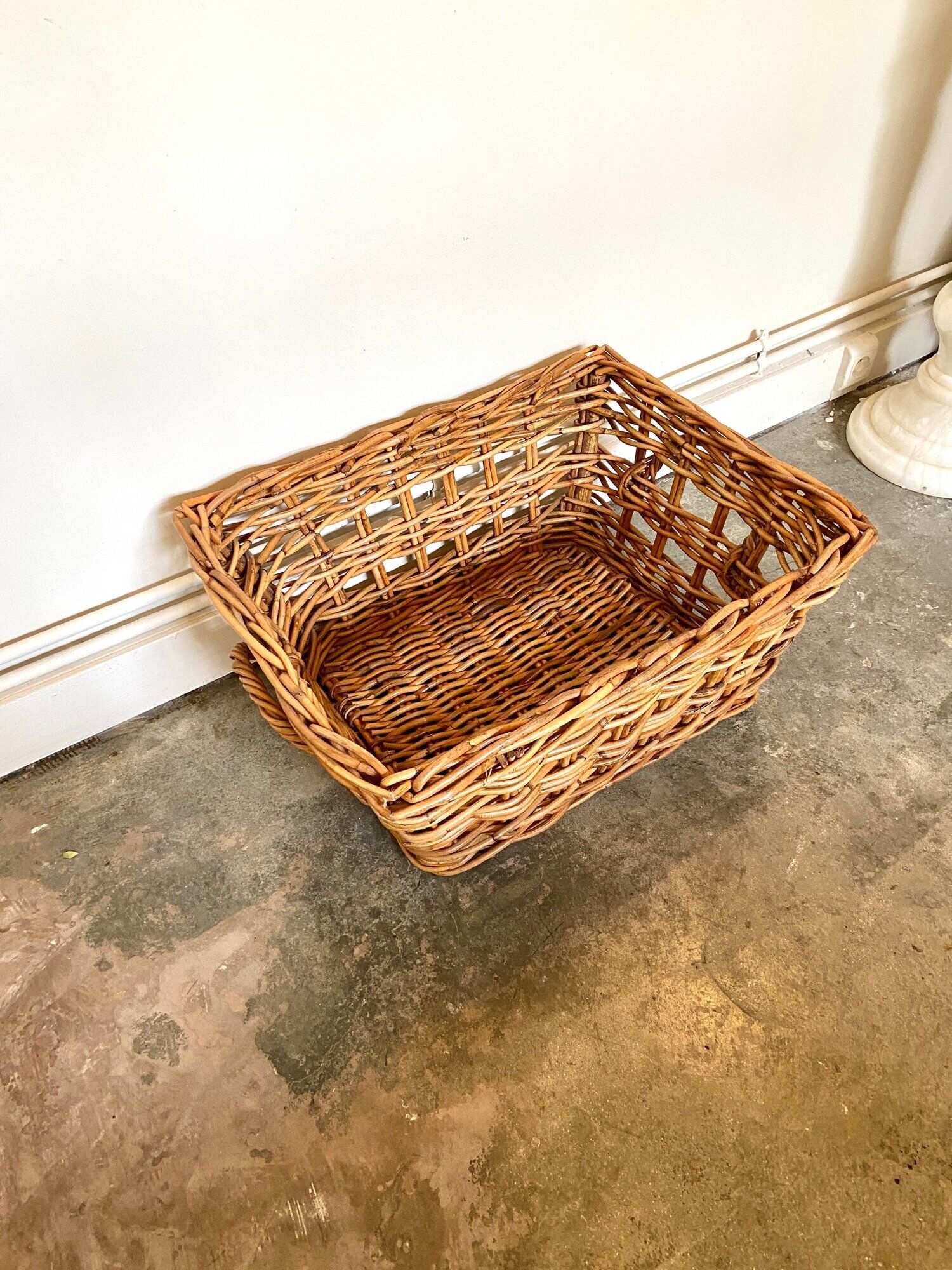 Wicker basket and braided rattan 66 x 47 cm