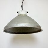 Grey metal industrial factory hanging lamp, 1960s