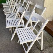Extra folding chair / garden chair / vintage white lacquered solid wood office chair