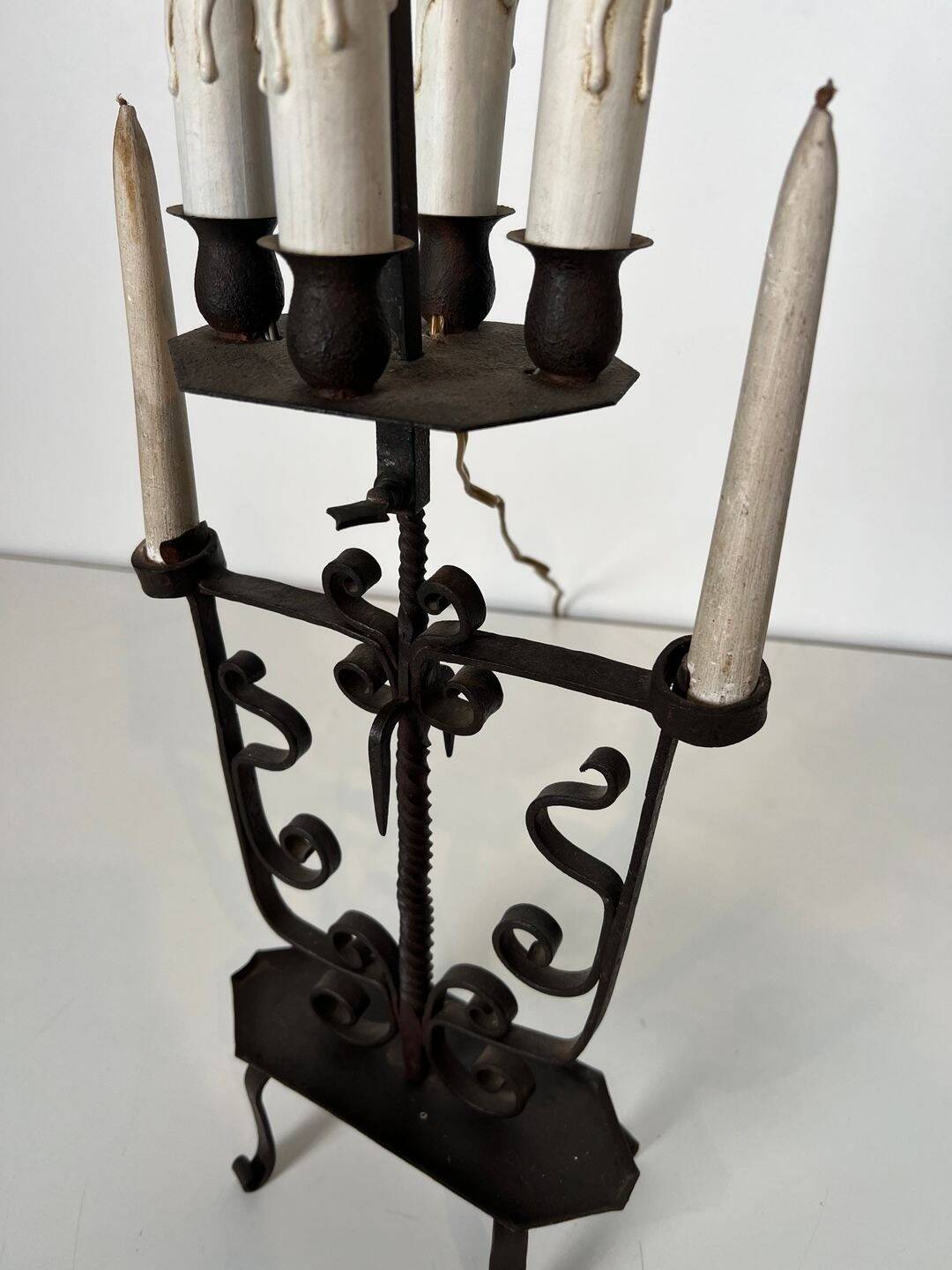 Wrought Iron Candelabrum with Six Lights, French Work, circa 1950