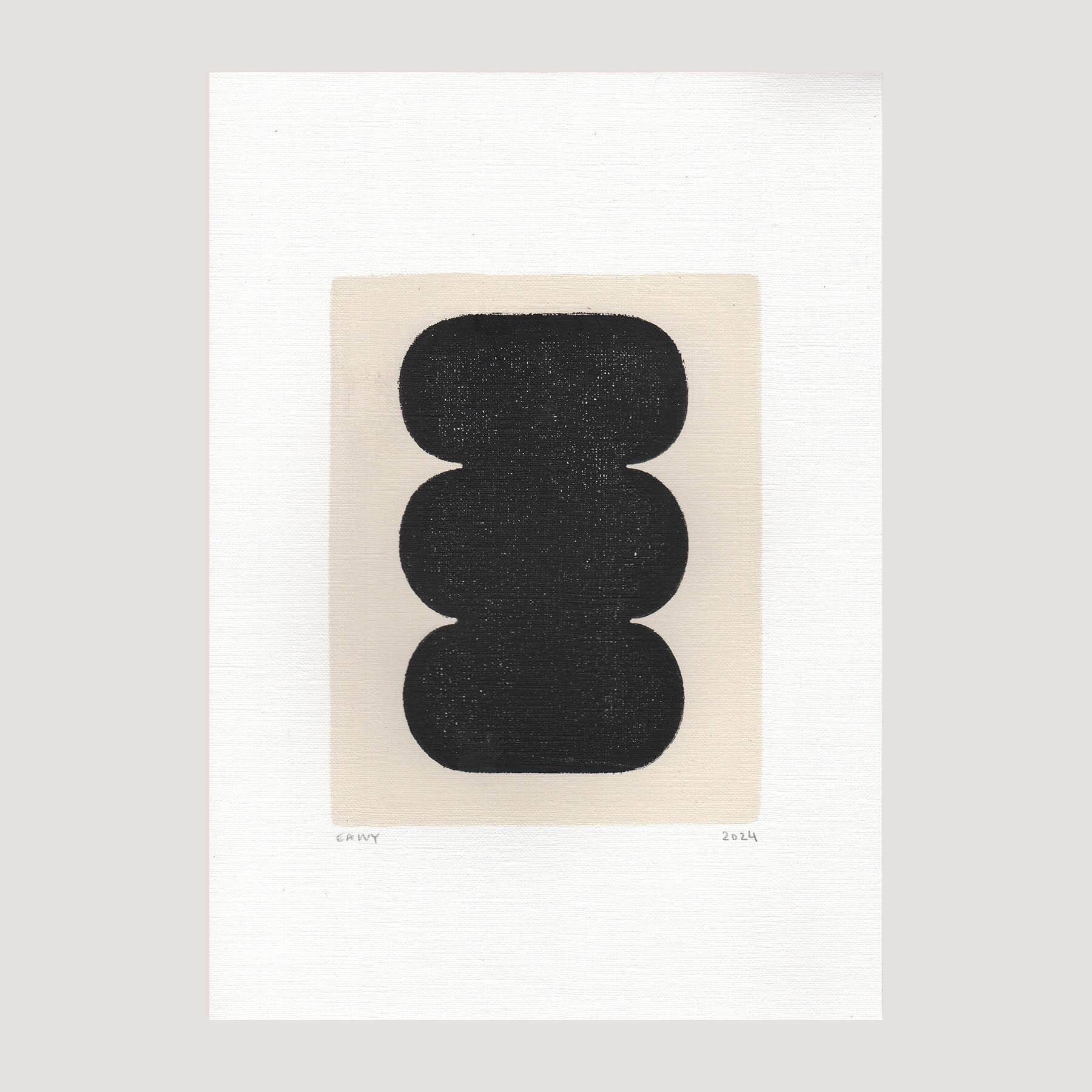 Duo of black paintings on paper - abstract painting by Eawy