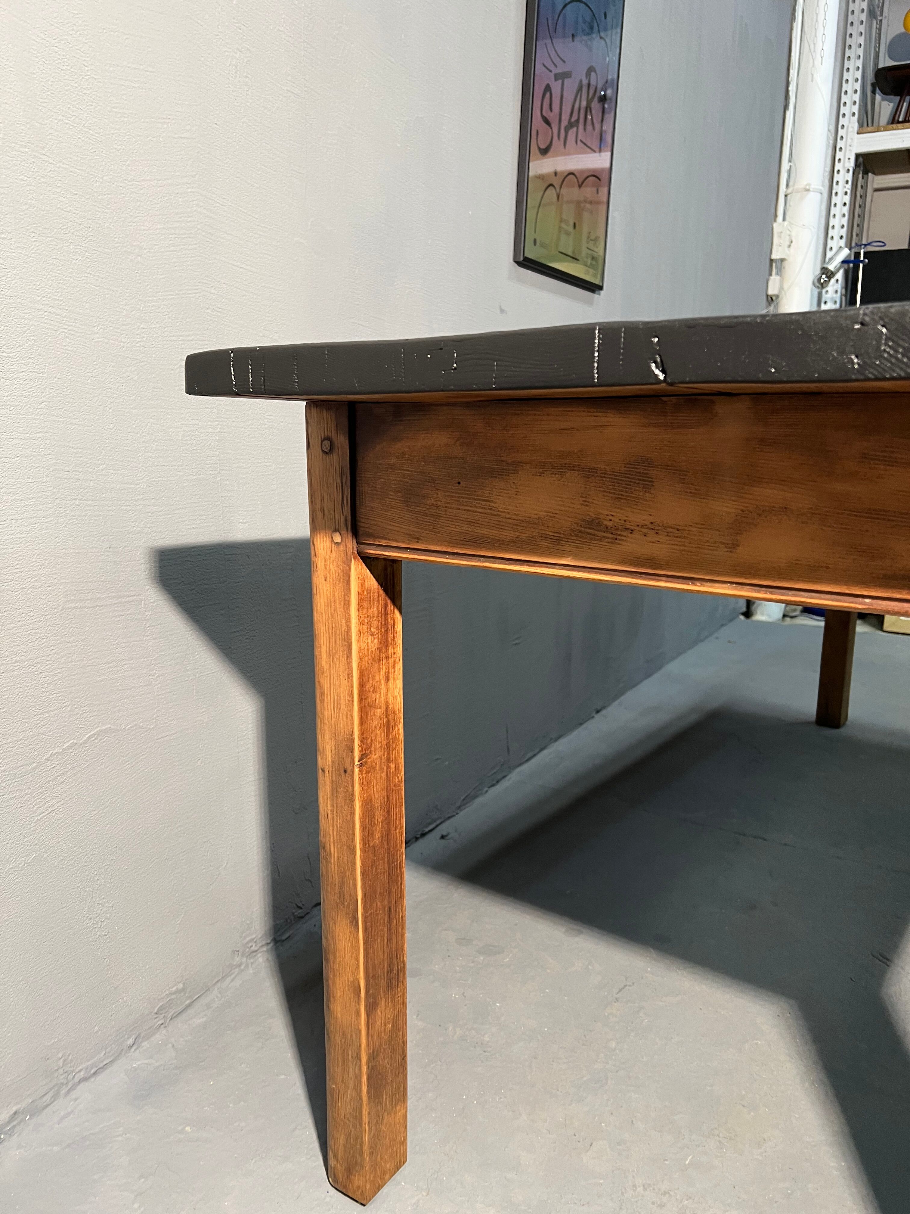 Farmhouse table, black top