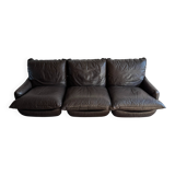 Michel Cadestin 1970s Dark Brown Leather 4-Piece Modular Sofa for Airborne