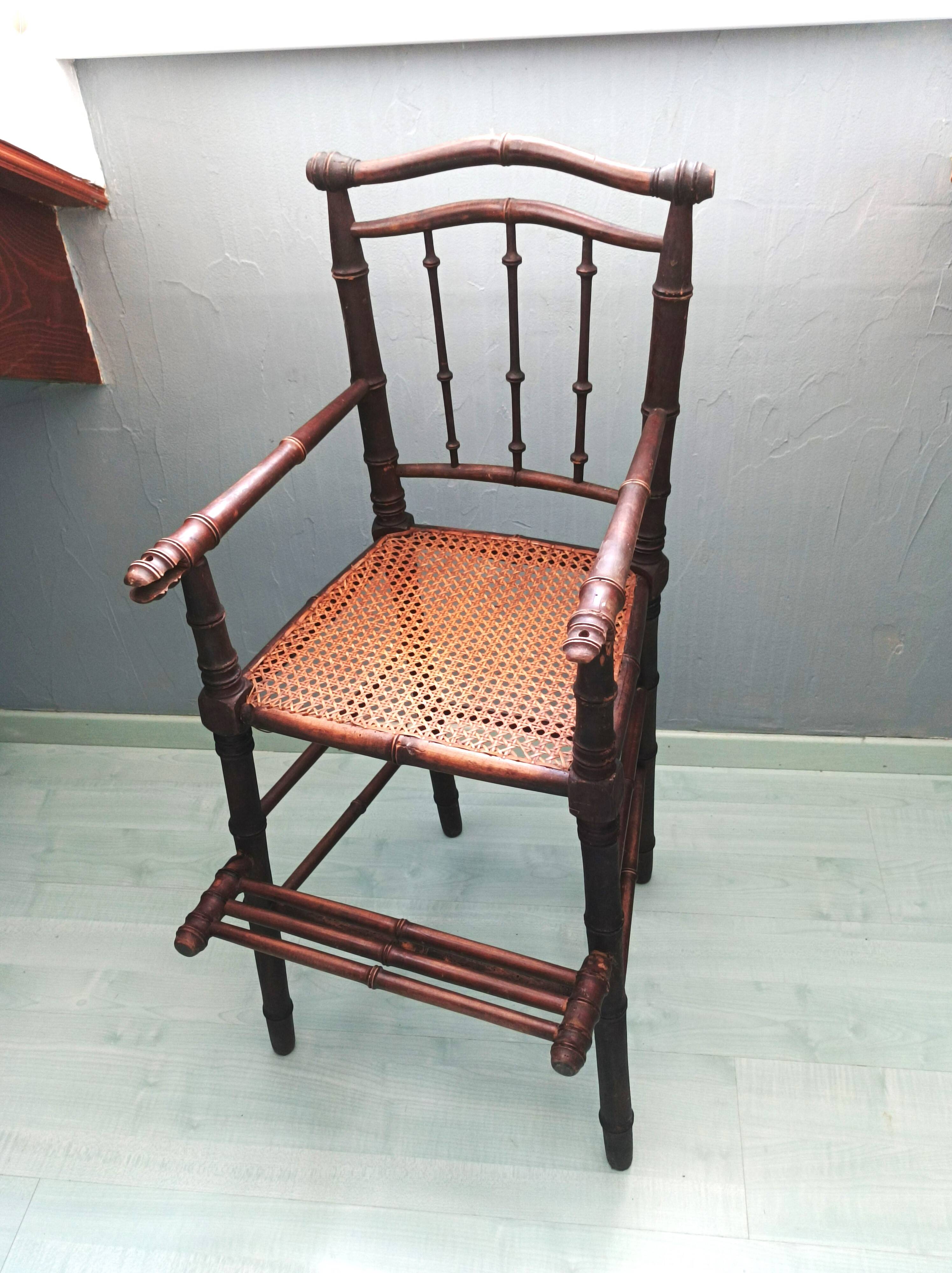 Art Deco caned children's high chair