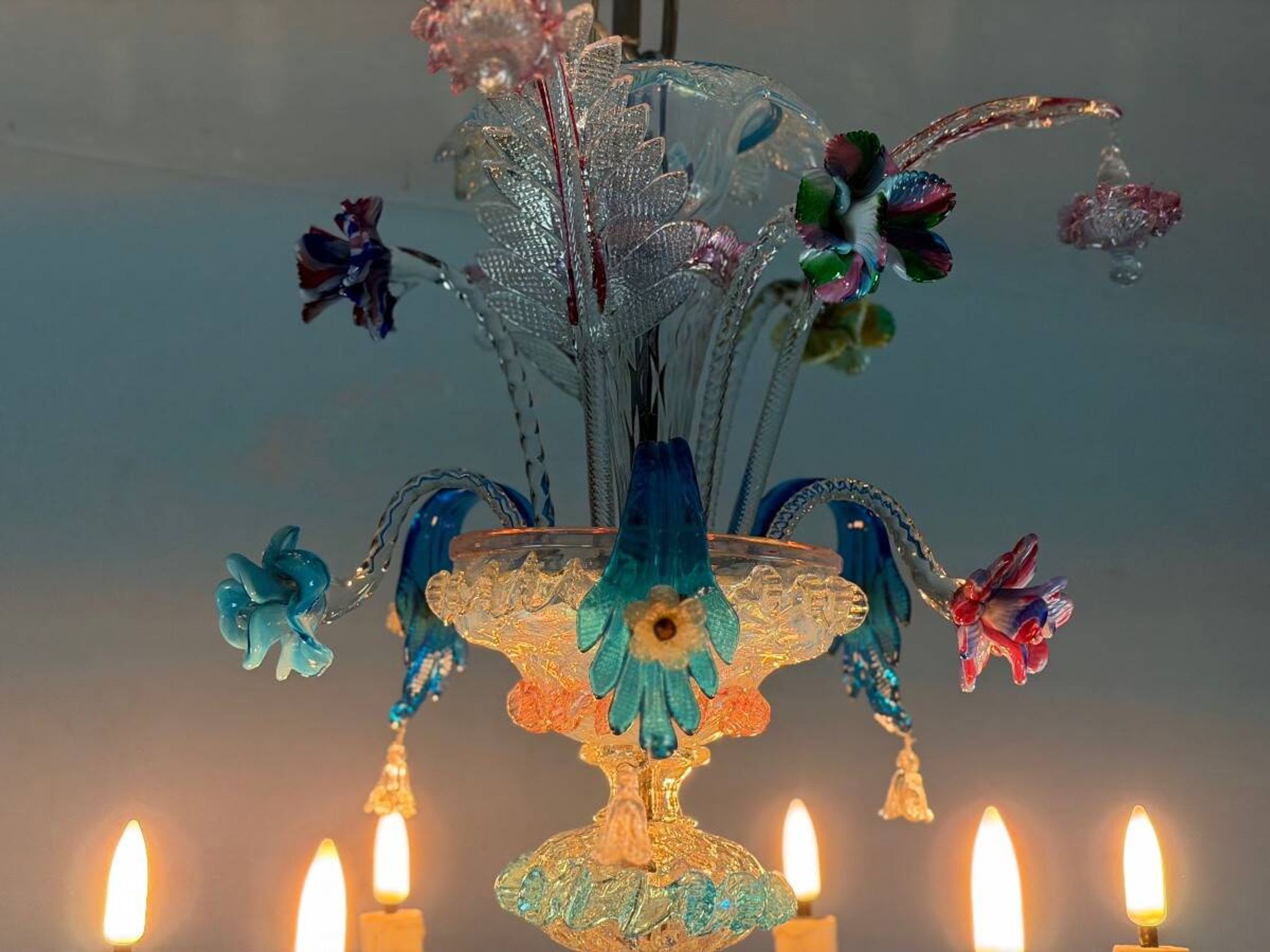 Lustre vénitien en verre de Murano multicolore, vers 1930