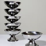 6 coupelles à dessert sur pieds en inox vintages style bistrot
