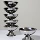 6 vintage bistro-style stainless steel dessert bowls on feet