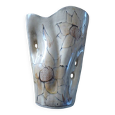 Beige vase by vallauris with flower pattern - excellent condition