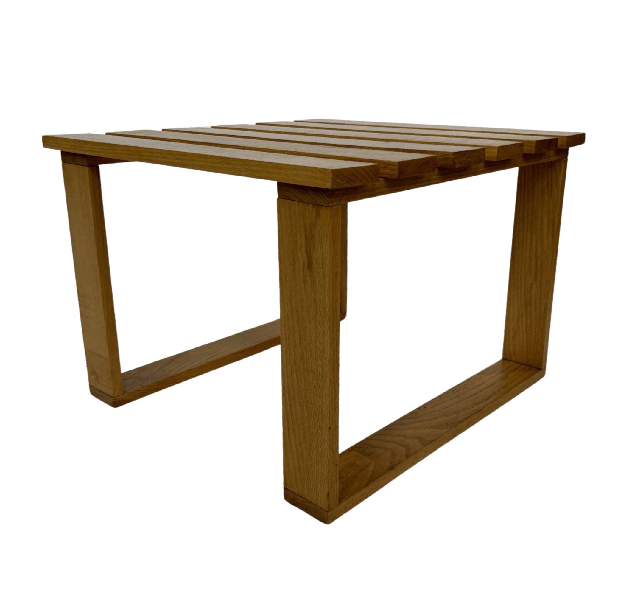 Vintage 1970s coffee table/side table, white oak slats slatted design