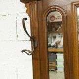 Vestiaire Napoléon III en noyer fin 19e, 3 miroirs, marbre, 8 patères