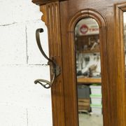 Napoleon III style walnut wardrobe, late 19th century, 3 mirrors, marble top, 8 coat hooks