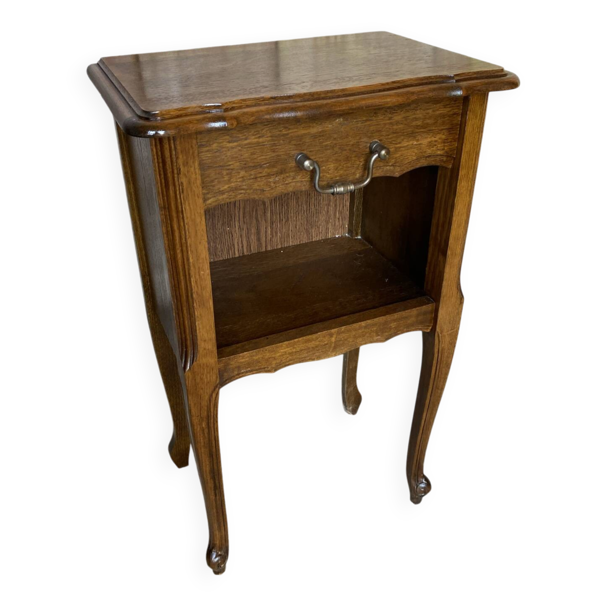 Antique nightstand louis xv style wood drawer + vintage case #e2